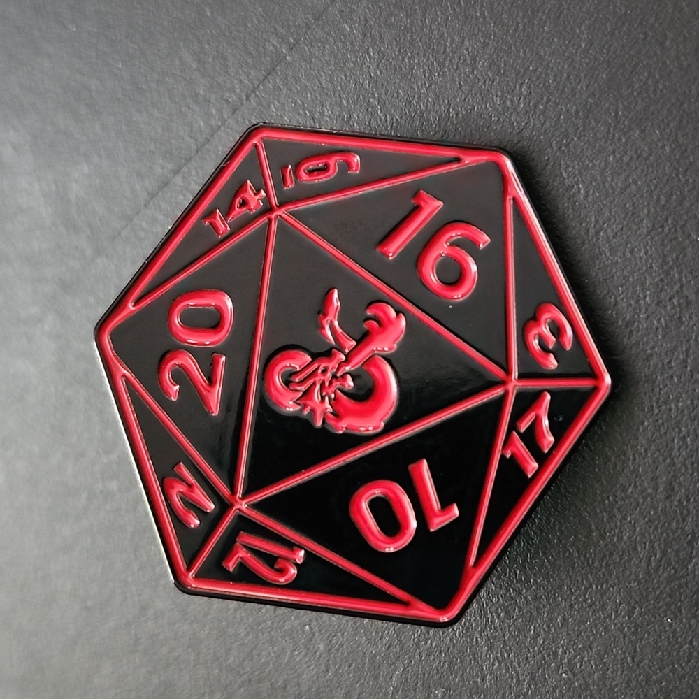 Dungeons and Dragons 20-Sided Die Inspired Enamel Pin